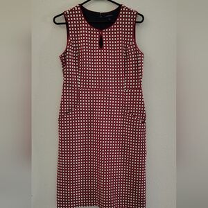Lands'‎ End Red and White Patterned Midi Dress Size 6